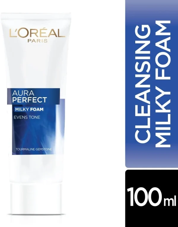 L'Oréal Paris White Perfect purifying and brightening Milky Facial foam with Tourmaline Gemstone 100ML - Image 5