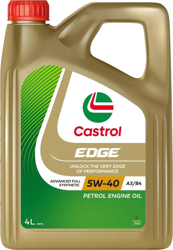 Castrol Edge Car Engine Oil 5W 40 A3/B4 Full Synthetic 4 L, Clc51030160, Edge 5W-40