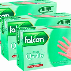 Falcon Vinyl Powder Free Gloves Size Medium 100 Pieces 3 Packet