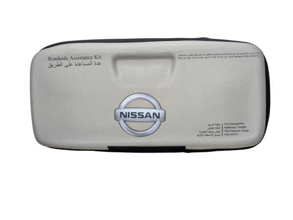 Nissan Emergency Roadside Assistance Kit with Fire Extinguisher Reflective Triangle Tyre Pressure Gauge & First Aid Kit