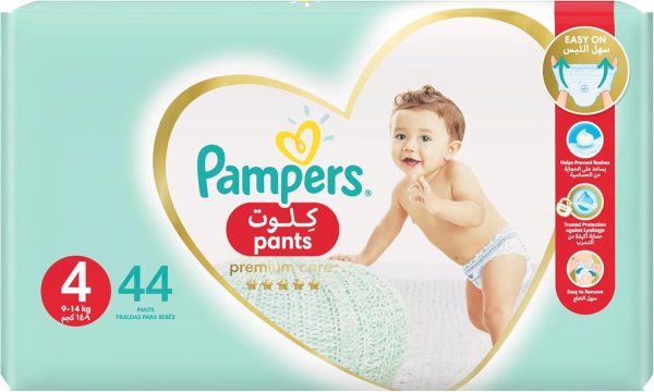 Pampers Premium Care Pants Diapers, Size 4, 9-14kg, Unique Softest Absorption for Ultimate Skin Protection, 44 Count